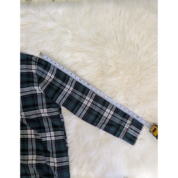 PacSun Mens Flannel Large Green Plaid Button Up Long Sleeve Casual Grunge Skater - Picture 5 of 7